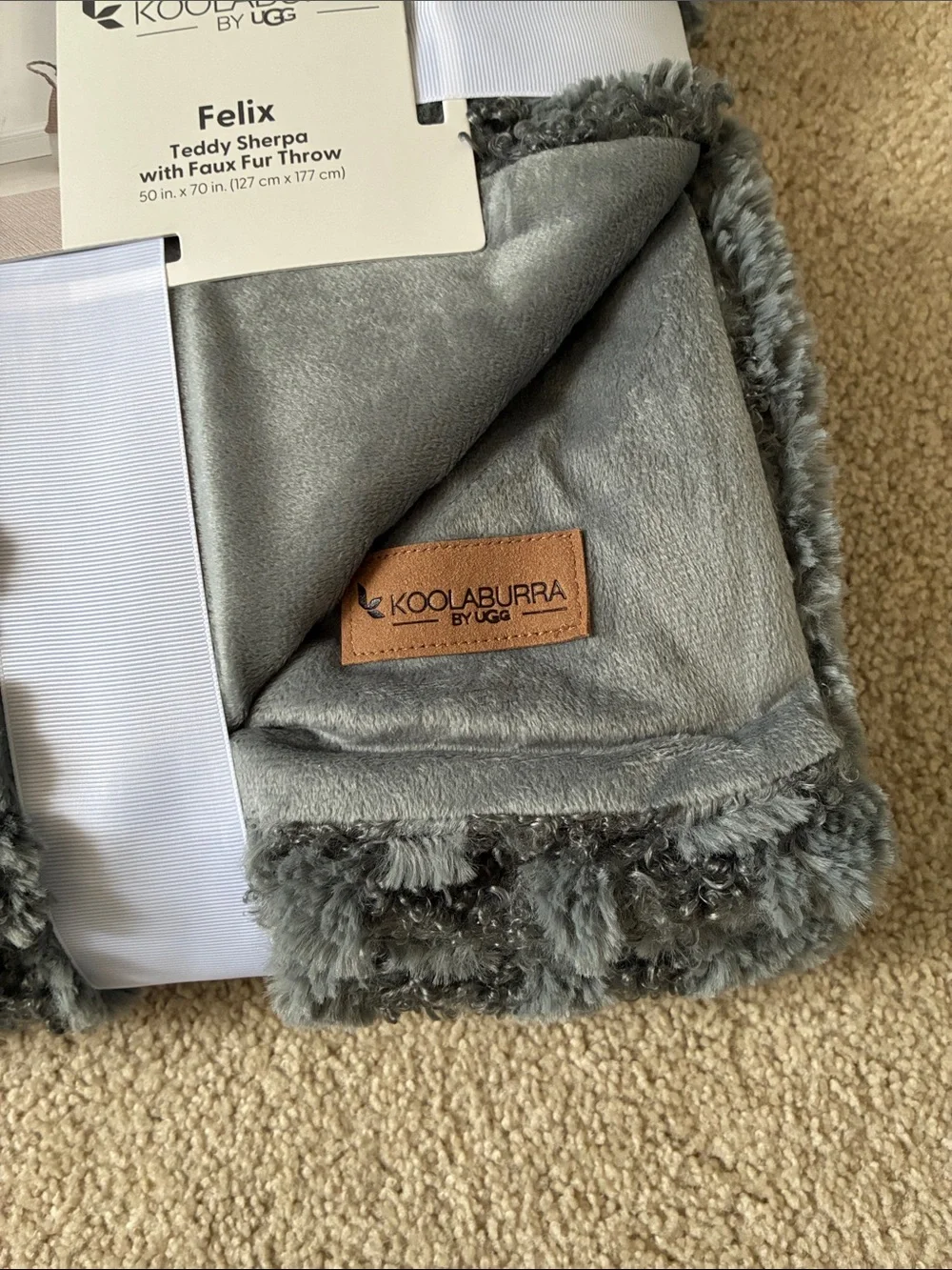 Brand New Koolaburra by UGG Felix Teddy Sherpa Throw Blanket Faux Fur 50” x 70”